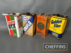 4no. 1gallon oil can to inc' Castrol GTX, Gunk etc