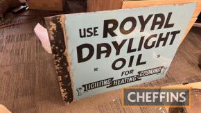 Use Royal Daylight Oil, a double sided flanged enamel sign, marked Franco Signs, 24x18ins