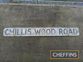 Chillis Wood Road cast iron road sign