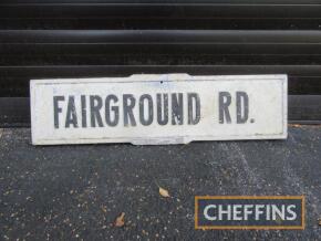 Vintage cast aluminium road sign 'Fairground Road'