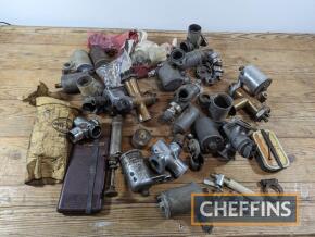 Qty motorcycle carburettors and spares, mostly AMAL