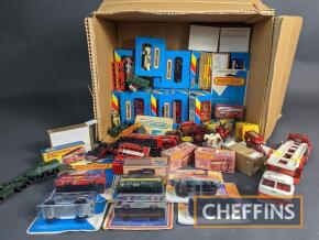Qty mostly matchbox model cars, busses, lorries and vans, some boxed