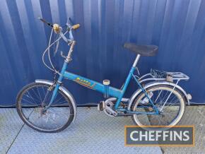 Trusty Delta folding bicycle fitted with Sturmey Archer 3speed hub, luggage rack and bell c.1987