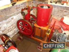 1914 Stover Pilter Type YA 2bhp 4ins bore, 6ins stroke single cylinder, vertical enclosed crank stationary engine with with flyhweels and belt pulley on a good trolley. A very rare engine that is believed to have been shipped to London in October 1914 Se