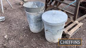 Qty galvanised feed bins and feeders