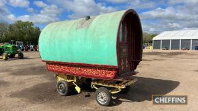 Bow top gypsy wagon An older restoration that is fully furnished, the original wheels are not available but the vendor states that pneumatic tyres will be fitted so it can be moved