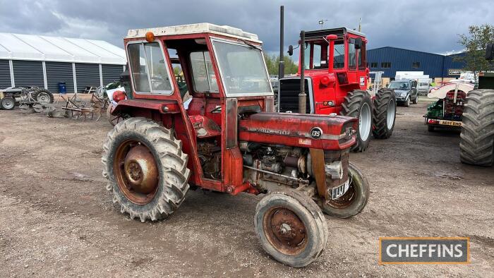 1979 MASSEY FERGUSON 135 3cylinder diesel TRACTOR A one owner from new tractor fitted with Duncan cab and showing 2,100 hours from new. Vendor reports that all the mechanics work as they should