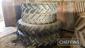 Set 4no. Pr Trelleborg 380/90R54 rear and Pr. Trelleborg 380/80R38 row crop wheels & tyres to suit John Deere 6215R.