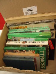 Box of various motorcycle related hard and paperback books from c.1920s including 1965 TT programme