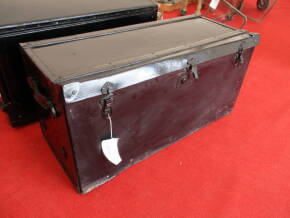 Vintage car luggage case of wooden construction with metal edges and corners 3ft wide, 15ins deep and 17ins high