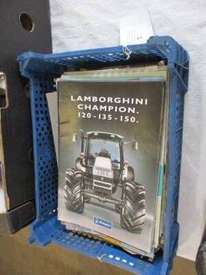 Qty of tractor brochures to inc; Lamborghini, New Holland etc t/w implements