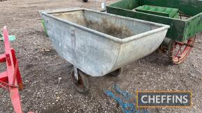 Galvanised livestock feed barrow