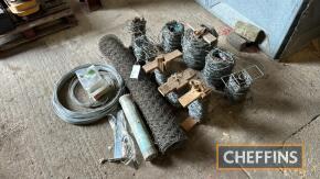 Qty barbed wire, wire netting etc