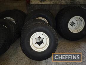 Set of 4no. Pr Armour 23.1-26 rear and Pr. Goodyear Terra-Tyre 44x18.00-20 front wheels and tyres. Ex Renault 106