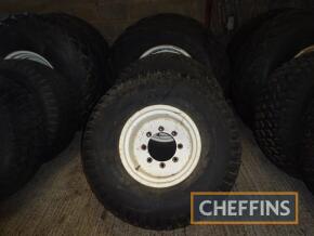 Set of 4no. Pr Galaxy 23.1-26 rear and Pr Goodyear Terra-tyre 44x18.00-20 front wheels and tyres. Ex Renault