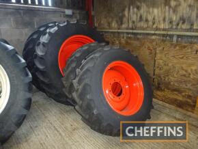 Pr. Mitas 540/65R38 rear and Pr. 440/65R28 front wheels and tyres to suit Claas tractor. Little use