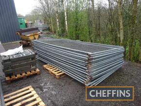 25no. Heras fencing panels, 11ftx6ft together with 25no. feet and clips