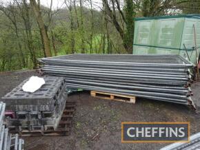 25no. Heras fencing panels, 11ftx6ft together with 25no. feet and clips