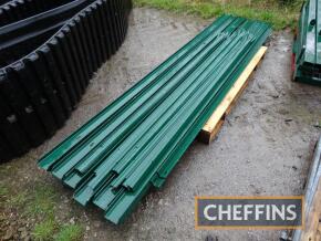 6no. metal fence posts together with palisade fencing infills