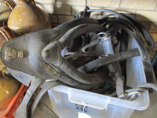 Box of horse harness and collar