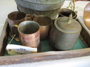 Three copper tankards