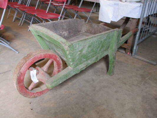 Edwardian wheelbarrow of wooden construction