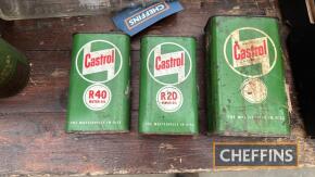 Castrol, 3no. oil cans