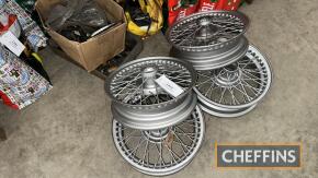 Set 4no. 15ins 48spoke wire wheels to suit MG TD, Triumph TR2/3 etc