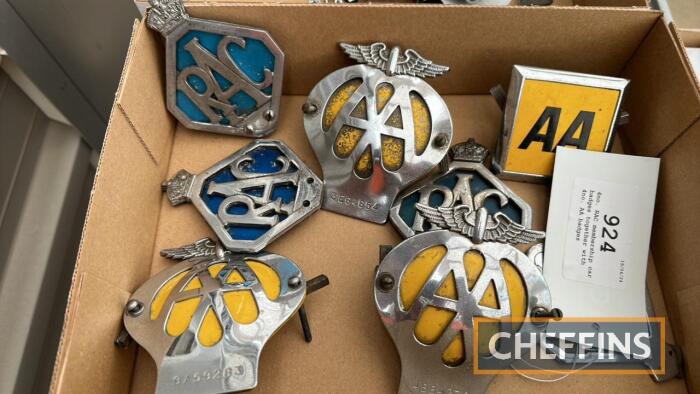 4no. RAC membership car badges together with 4no. AA badges