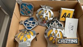 4no. RAC membership car badges together with 4no. AA badges
