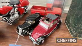 Citroen 2CV in 1:17 scale by Solido together with tin plate JEEP by Tonka and Citroen TA.15 by Burago, unboxed and (3)