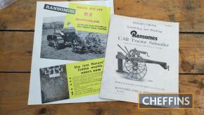 Ransomes C1 trailed subsoiler sales leaflet & instruction/parts book