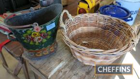 Barge coal bucket together with wicker basket