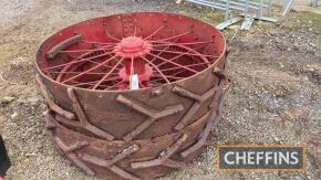 Pr. rear wheels for the extremely rare Mayer Brothers little giant tractor, with cast gears, hubs and cleats/grousers