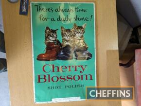 Cherry Blossom shoe polish tin sign, mounted