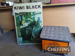 Kiwi black polish sign t/w Chelsea leather care boot polish stand