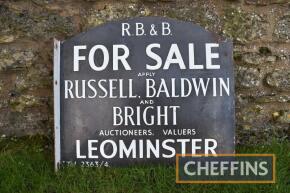 Russell, Baldwin & Bright For Sale double sided flanged enamel sign, 24x21ins