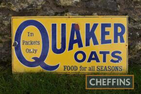 Quaker Oats Food For All Seasons single sided enamel sign, 24x12ins