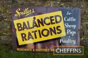 Spillers Balanced Rations single sided enamel sign, some restoration, 30x20.5ins