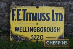 F. E Titmuss Ltd, Wellingborough single sided enamel sign, 18x12ins