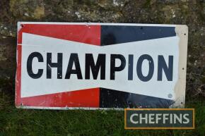 Champion single sided printed tin sign, cut down, 18.5x10ins