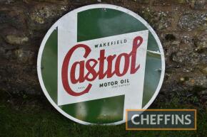 Wakefield Castol single sided tin sign, 24ins dia'