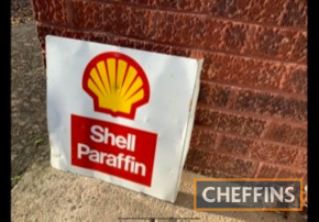 Shell Paraffin flanged double sided enamel sign