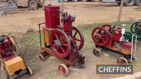 1914 Stover Pilter Type YA 2bhp 4ins bore, 6ins stroke single cylinder, vertical enclosed crank stationary engine with with flyhweels and belt pulley on a good trolley. A very rare engine that is believed to have been shipped to London in October 1914 Se