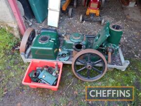 Petter Type M 'Cistern Top' single cylinder vertical enclosed crank stationary engine with twin flywheels. Dismantled but believed to be complete and ready for restoration Serial No. 65060