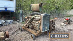 Lister Dursley 6cylinder engine c/w suction pump mounted on 4wheel trolley