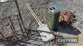 Ex-army 5gallon Jerry can & 2no. ex-army fire beaters, unused