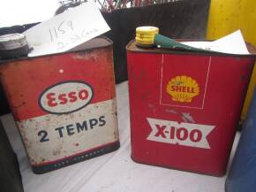 Illustrated Shell X100, Esso Temps oil cans (2)