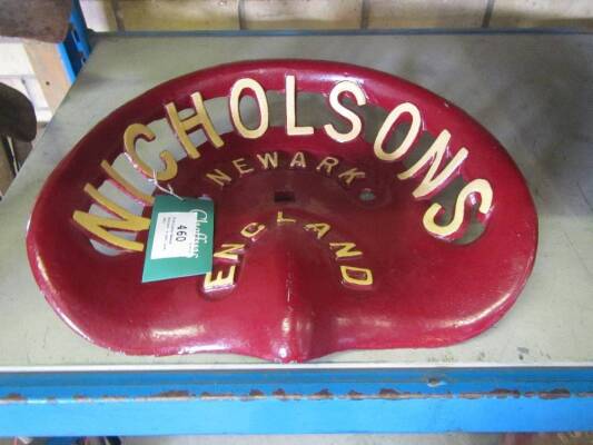 Nicholsons Newark England, a cast iron seat