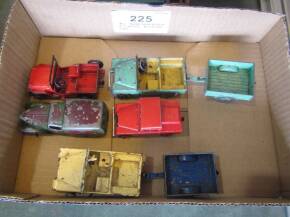 4no. Dinky Land Rovers, 2 trailers, Arrow van toys